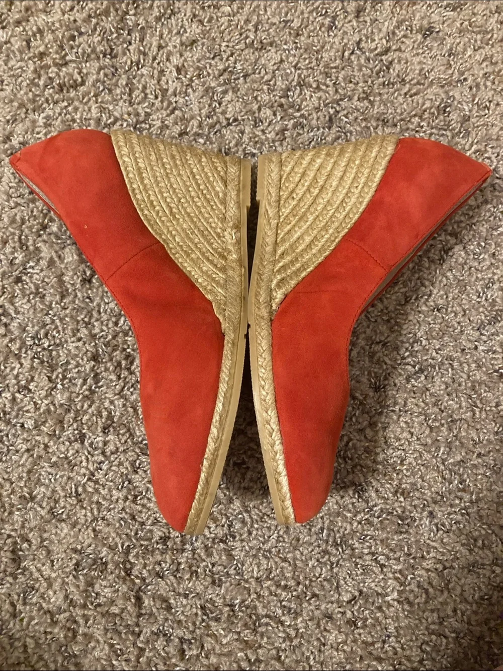 Eric Michael Teva Red Suede Espadrille Wedges